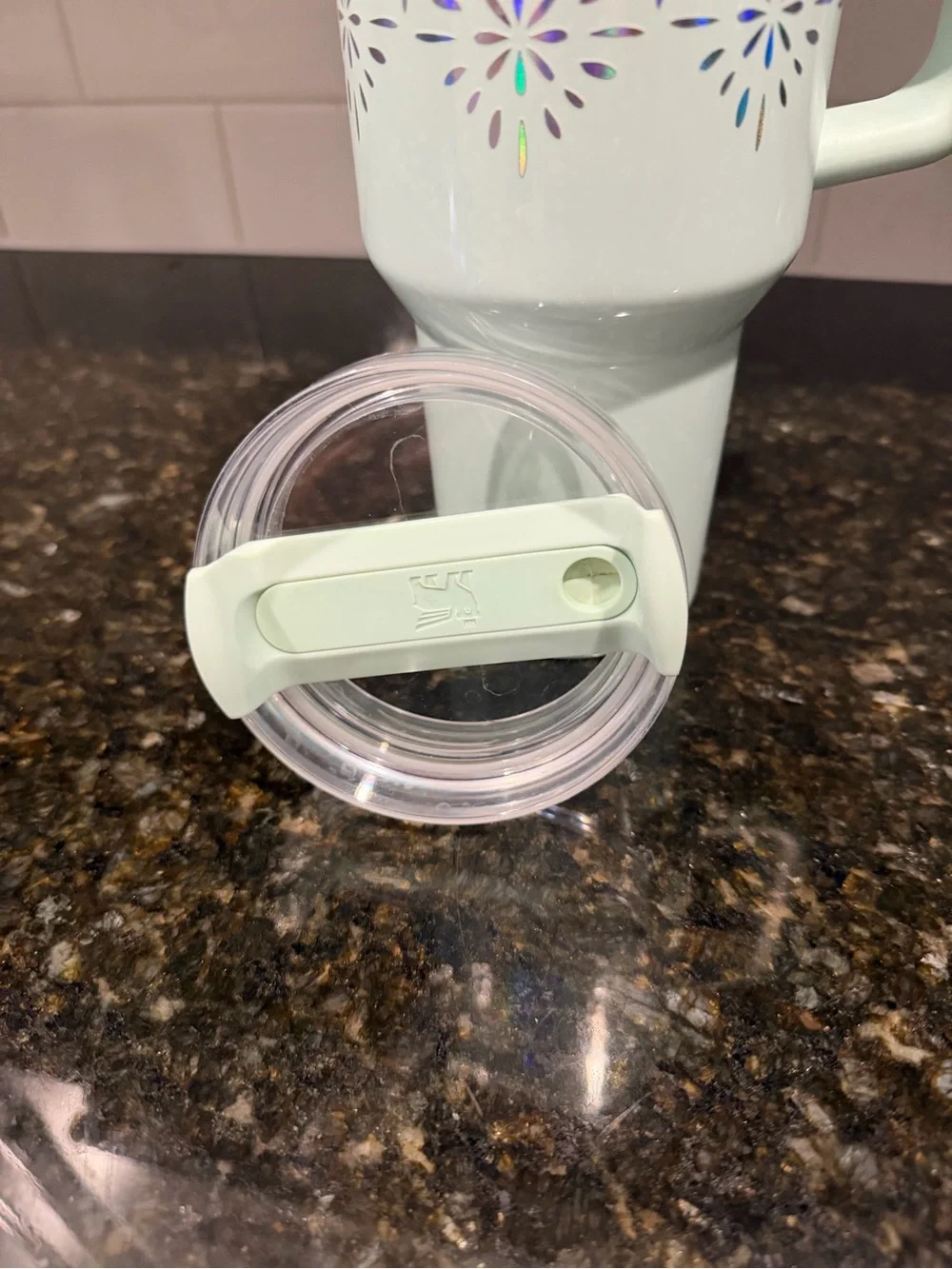 Stanley Mint Green Travel Tumbler with Holographic Logo - Picture 2 of 4
